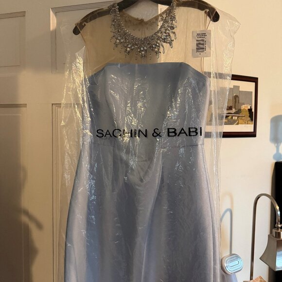 Sachin + Babi Dresses & Skirts - Sachin & Babi Glacial Blue Irina Crystal Collar Mikado Gown Size 8